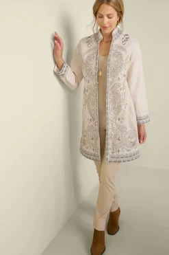 Soft Surroundings Kerala Embellished Natural Jacket- Toppers|Jackets & Coats
