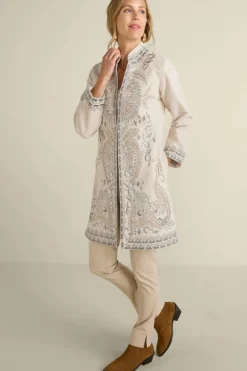 Soft Surroundings Kerala Embellished Natural Jacket- Toppers|Jackets & Coats