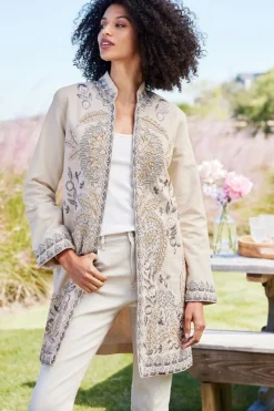 Soft Surroundings Kerala Embellished Natural Jacket- Toppers|Jackets & Coats
