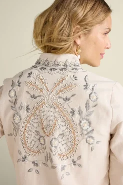 Soft Surroundings Kerala Embellished Natural Jacket- Toppers|Jackets & Coats