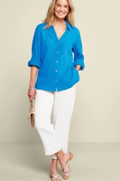 Soft Surroundings Khulani Straight Leg Gauze Crop Pants- Pants