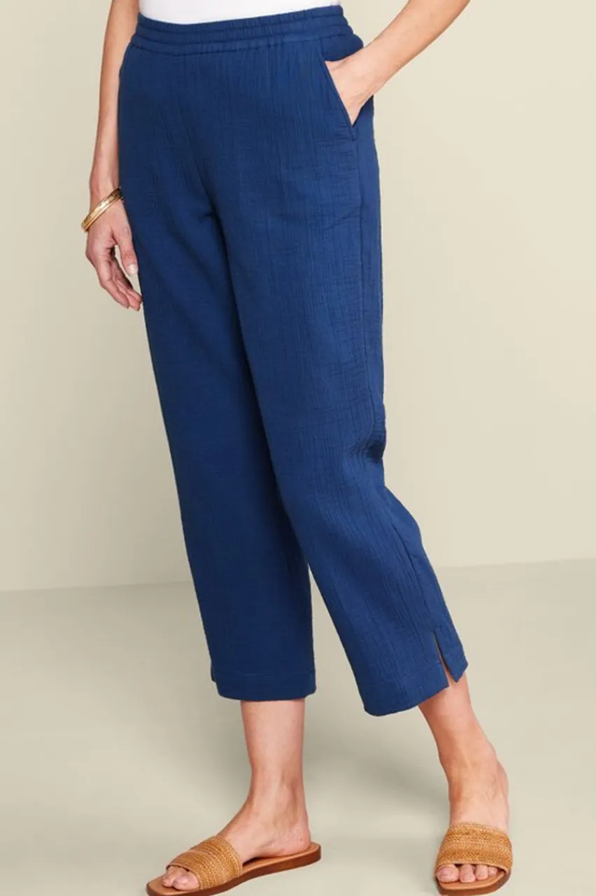 Soft Surroundings Khulani Straight Leg Gauze Crop Pants- Pants