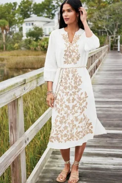 Soft Surroundings Kimora Embroidered Midi Dress- Dresses