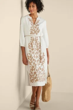 Soft Surroundings Kimora Embroidered Midi Dress- Dresses