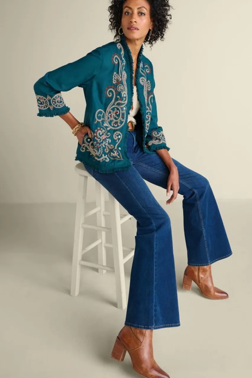 Soft Surroundings Kiruna Embroidered Jacket- Jackets & Coats