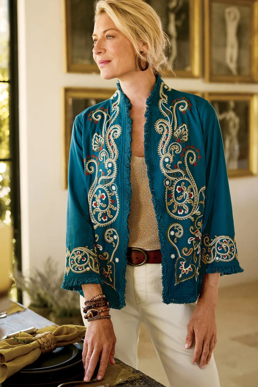 Soft Surroundings Kiruna Embroidered Jacket- Jackets & Coats