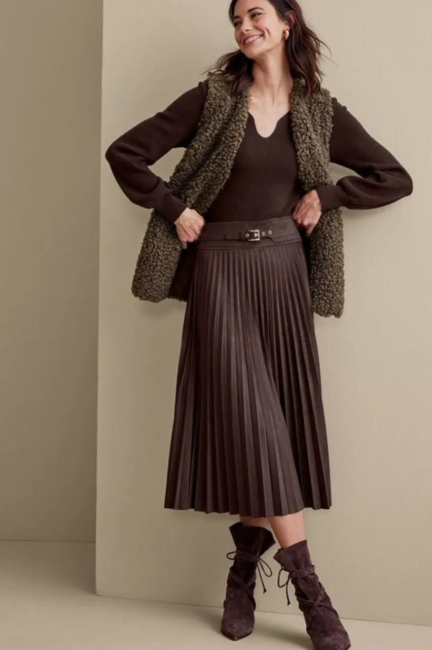 Soft Surroundings Lavina Faux Suede Skirt- Skirts