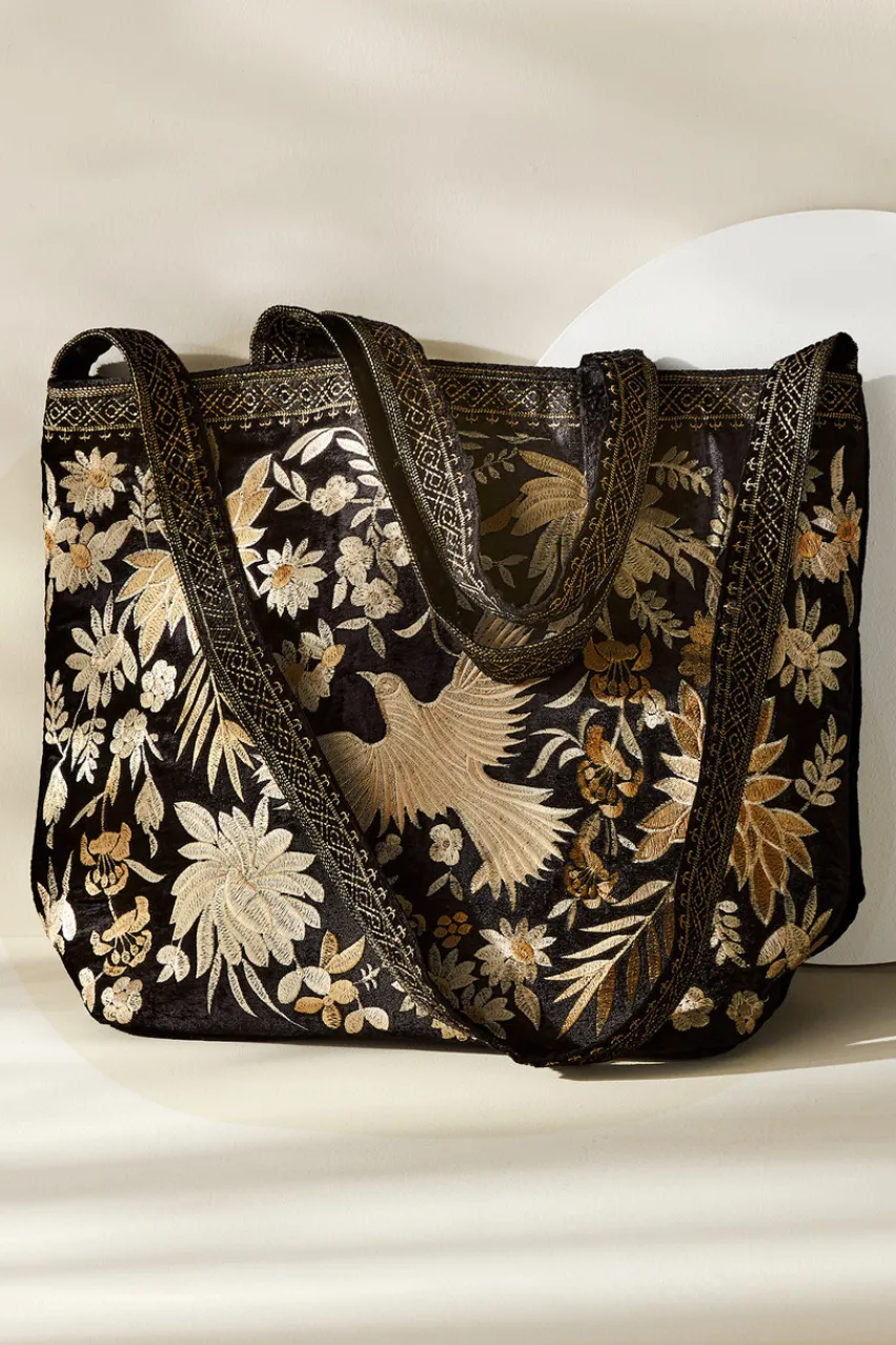 Soft Surroundings Lenora Embroidered Tote- Handbags