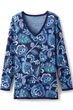 Soft Surroundings Leonor Jacquard Tunic Sweater- Tops|Sweaters & Cardigans