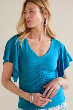 Soft Surroundings Leya Ruched Top- Tops