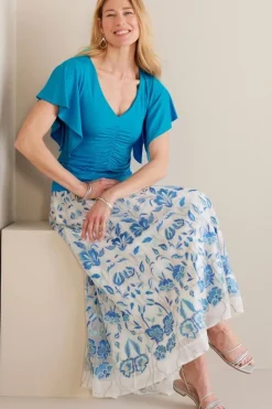 Soft Surroundings Leya Ruched Top- Tops