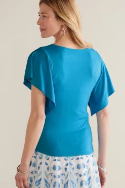 Soft Surroundings Leya Ruched Top- Tops