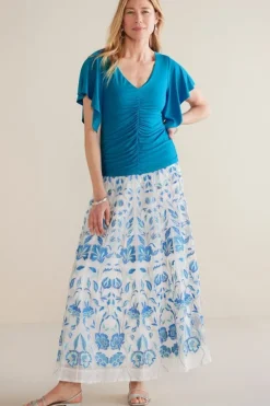 Soft Surroundings Leya Ruched Top- Tops