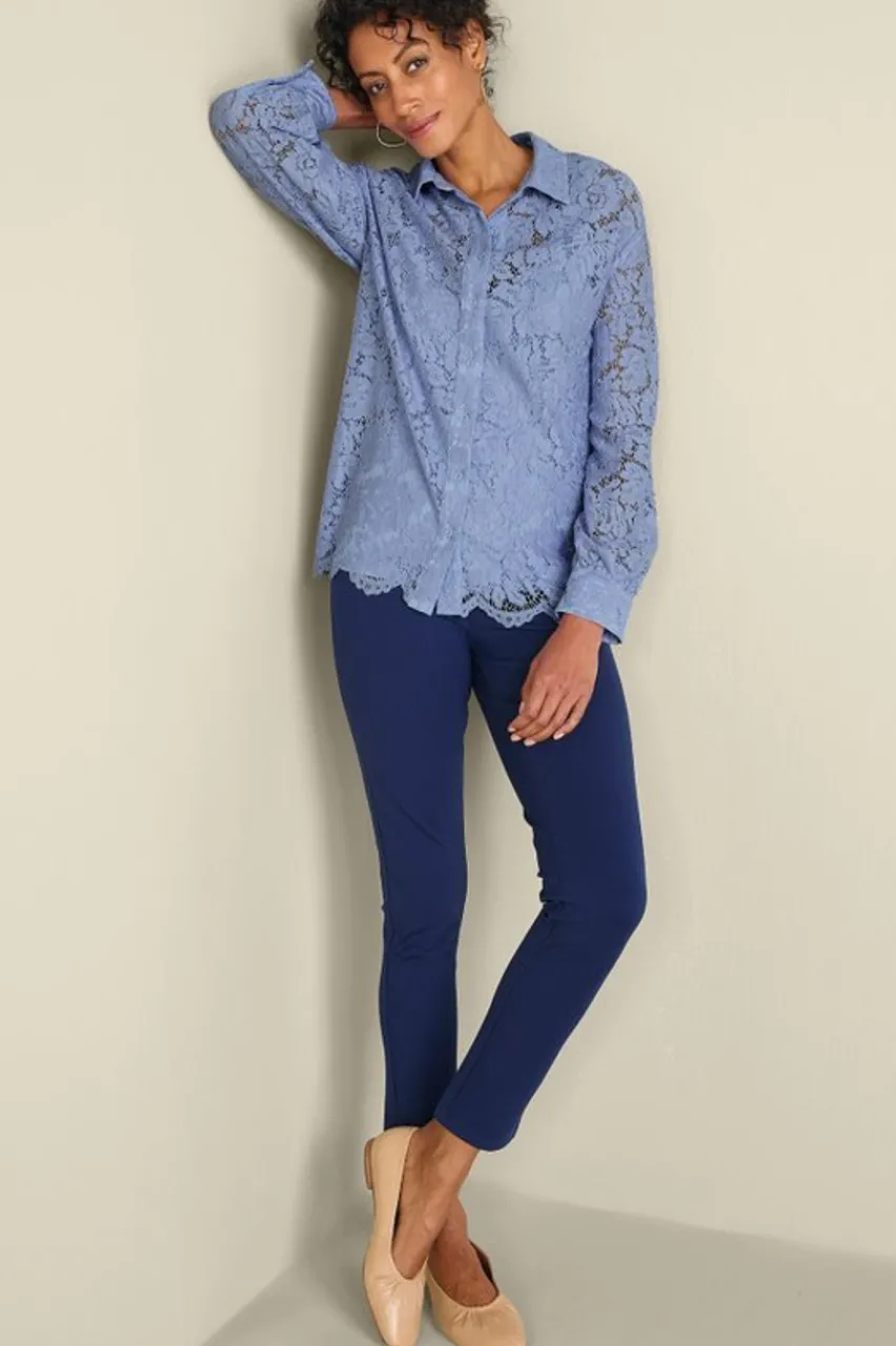 Soft Surroundings Lisa Lace Button Front- Tops
