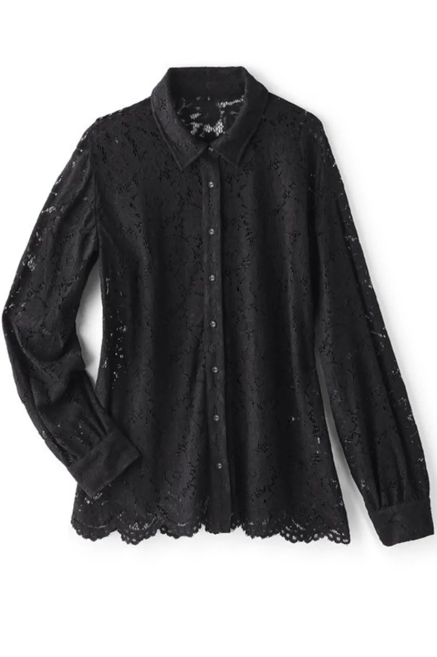 Soft Surroundings Lisa Lace Button Front- Tops