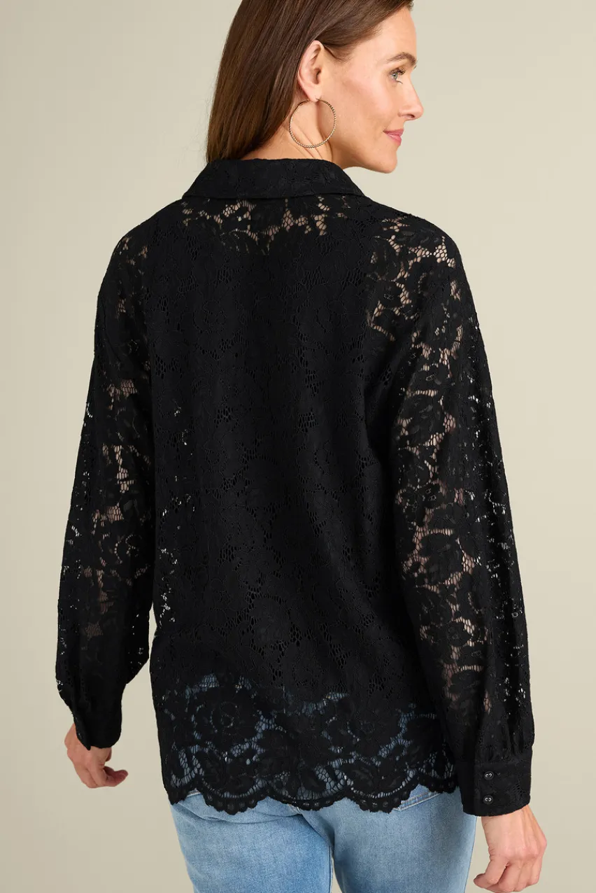Soft Surroundings Lisa Lace Button Front- Tops