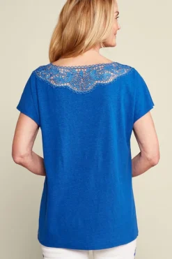 Soft Surroundings Luella Linen Blend Lace Tee- Tops