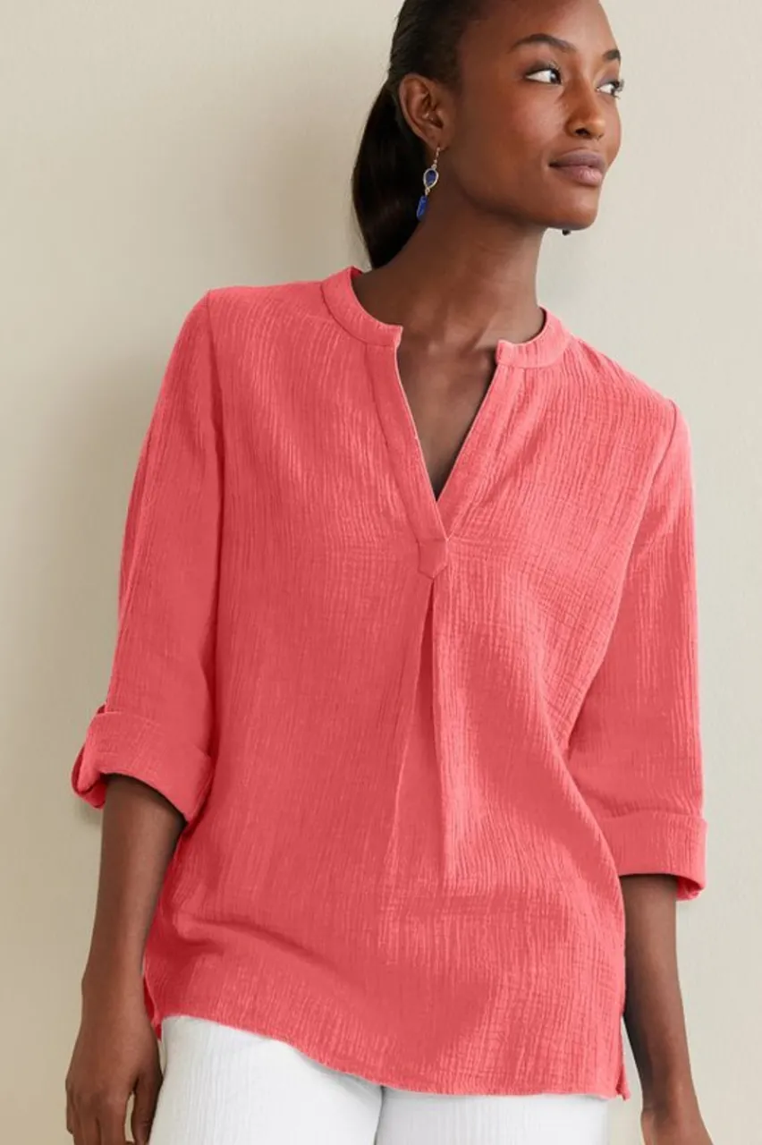 Soft Surroundings Marley Gauze Tunic- Tops|Tunics & Leggings