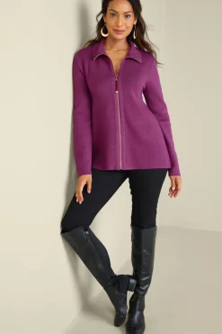 Soft Surroundings Meria Zip Cardi- Tops|Sweaters & Cardigans