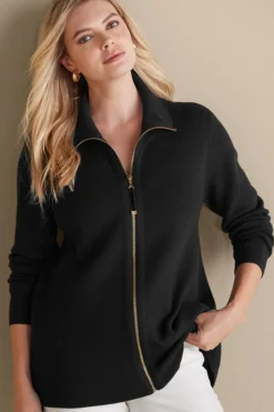 Soft Surroundings Meria Zip Cardi- Tops|Sweaters & Cardigans
