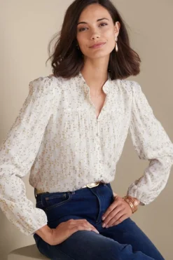 Soft Surroundings Mila Metallic Blouse- Tops