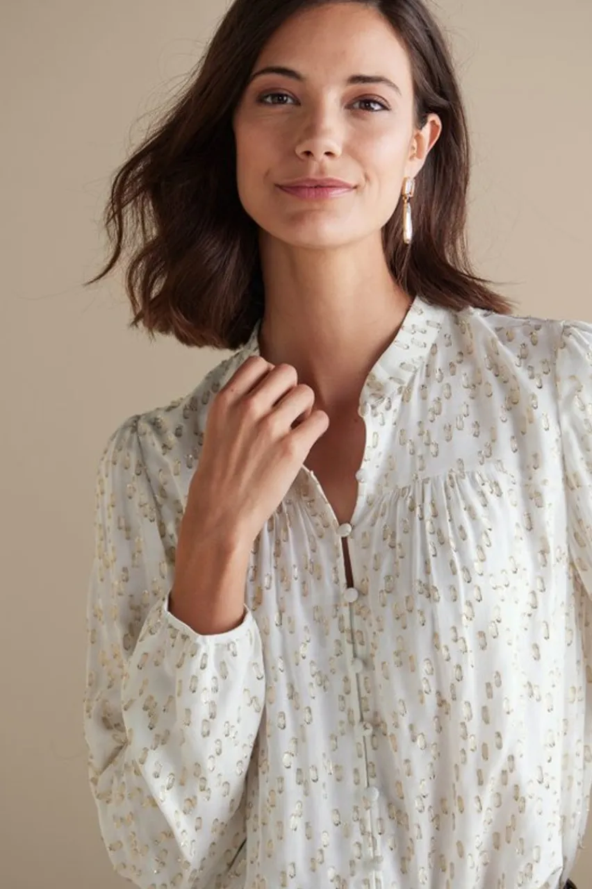 Soft Surroundings Mila Metallic Blouse- Tops
