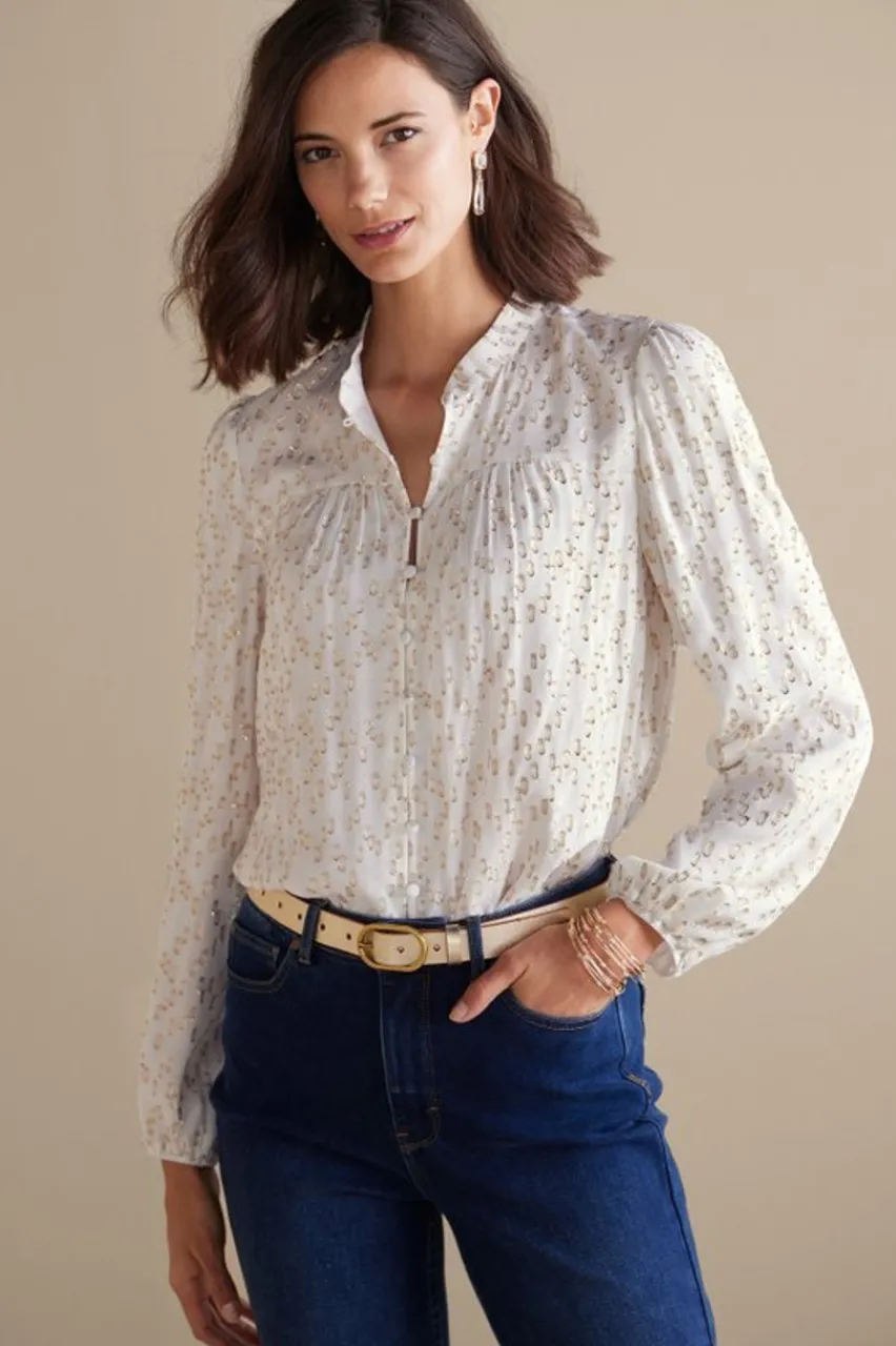 Soft Surroundings Mila Metallic Blouse- Tops