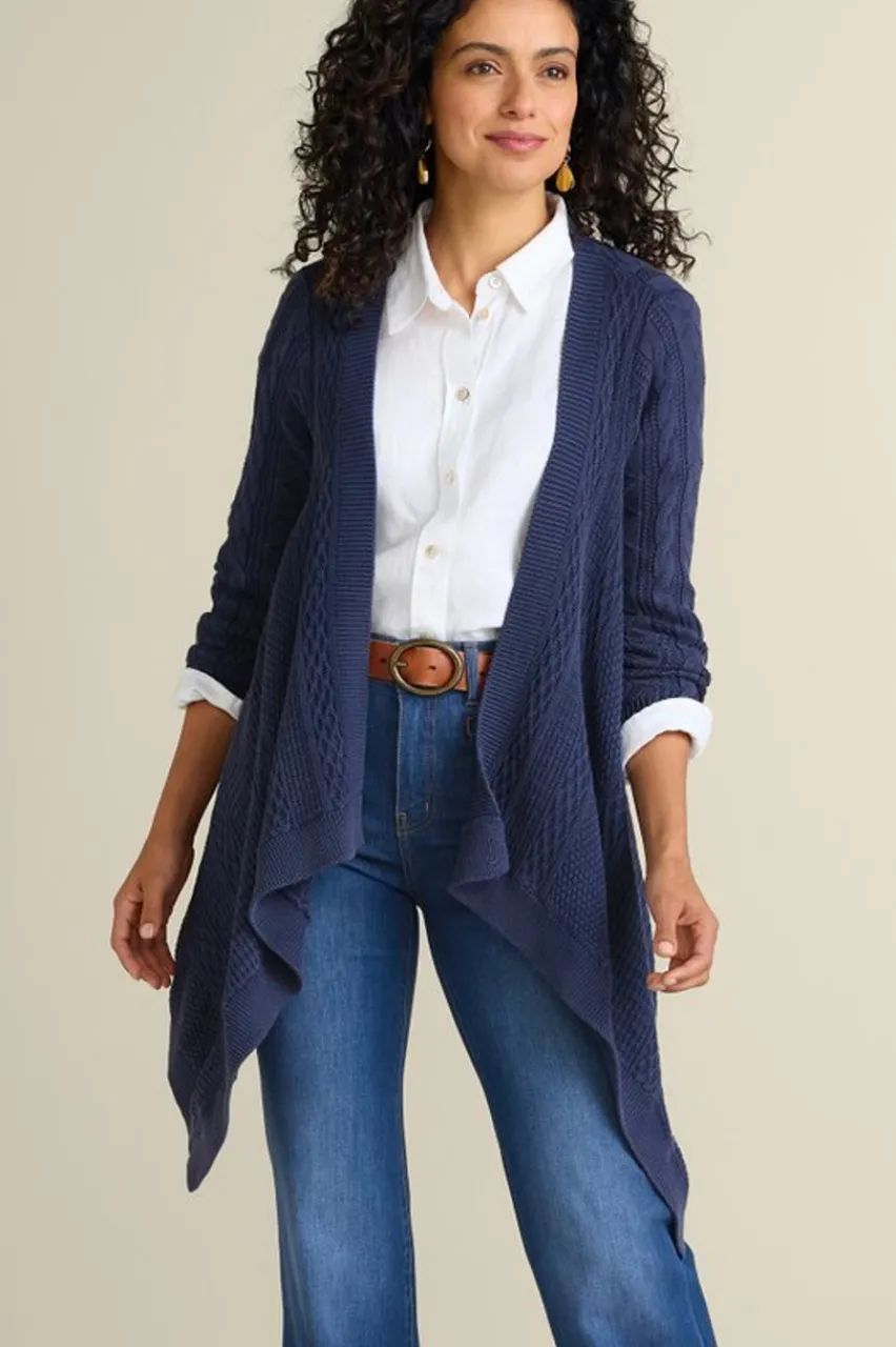 Soft Surroundings Minah Cable Knit Cardigan- Tops|Sweaters & Cardigans