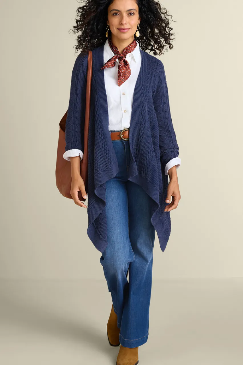 Soft Surroundings Minah Cable Knit Cardigan- Tops|Sweaters & Cardigans