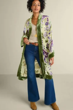 Soft Surroundings Nomi Silk Blend Velvet Kimono- Toppers|Jackets & Coats