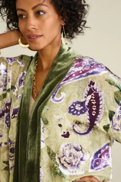 Soft Surroundings Nomi Silk Blend Velvet Kimono- Toppers|Jackets & Coats