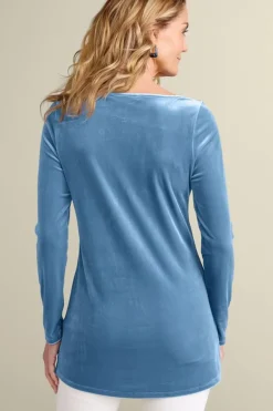 Soft Surroundings Nori Embroidered Velvet Tunic- Tops