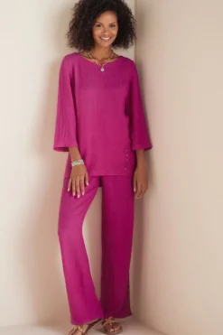 Soft Surroundings Oceo Gauze Wide-Leg Pants- Pants