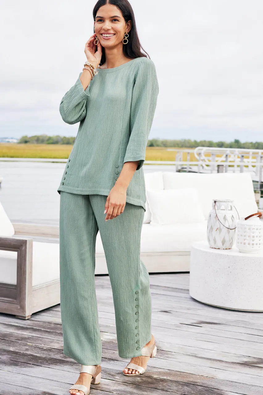 Soft Surroundings Oceo Gauze Wide-Leg Pants- Pants
