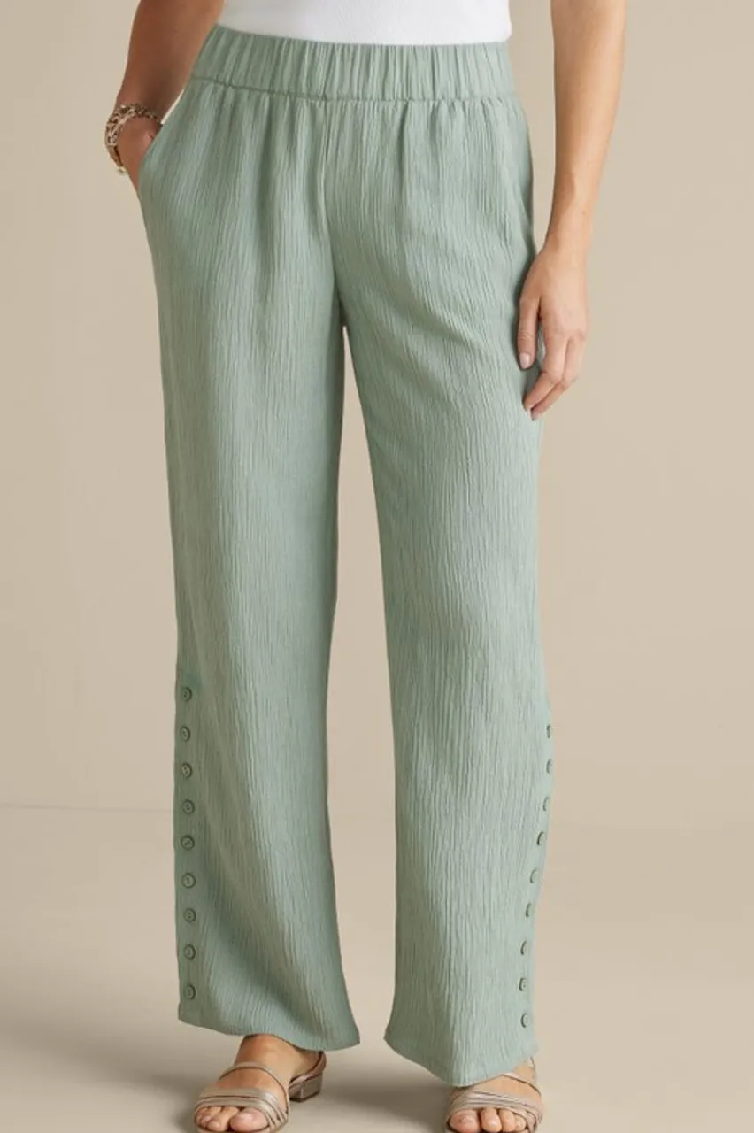 Soft Surroundings Oceo Gauze Wide-Leg Pants- Pants