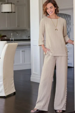 Soft Surroundings Oceo Gauze Wide-Leg Pants- Pants
