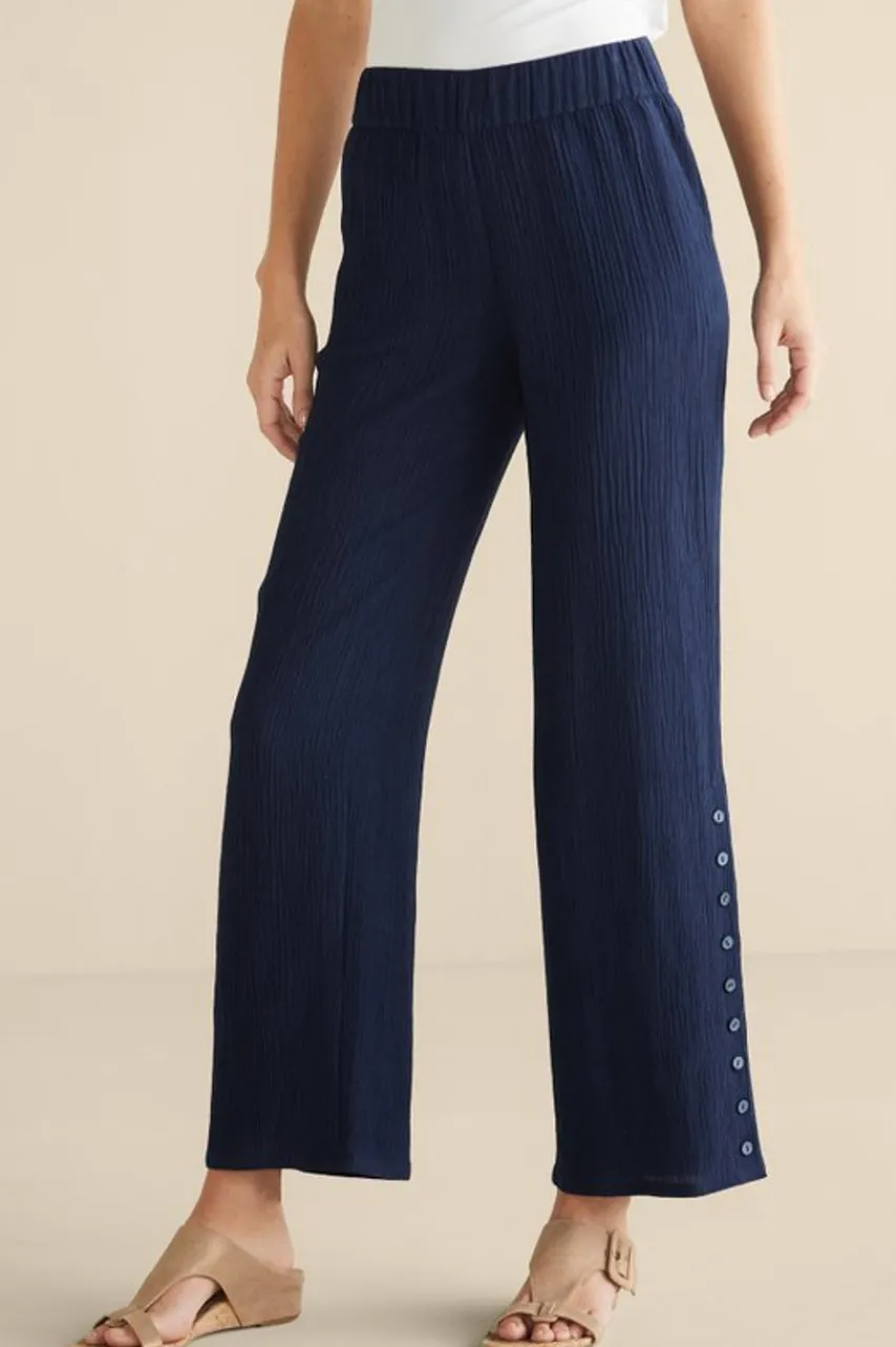 Soft Surroundings Oceo Gauze Wide-Leg Pants- Pants
