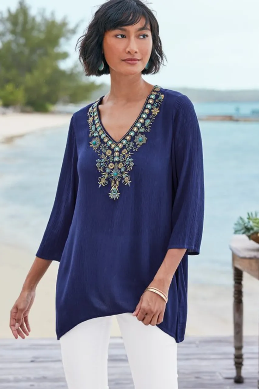 Soft Surroundings Paulina Gauze Pullover- Tops