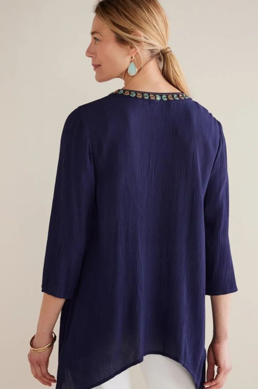 Soft Surroundings Paulina Gauze Pullover- Tops