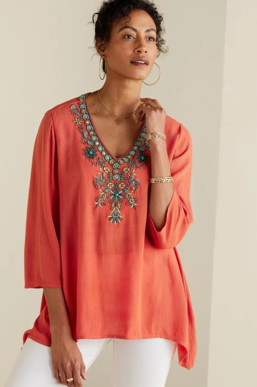 Soft Surroundings Paulina Gauze Pullover- Tops