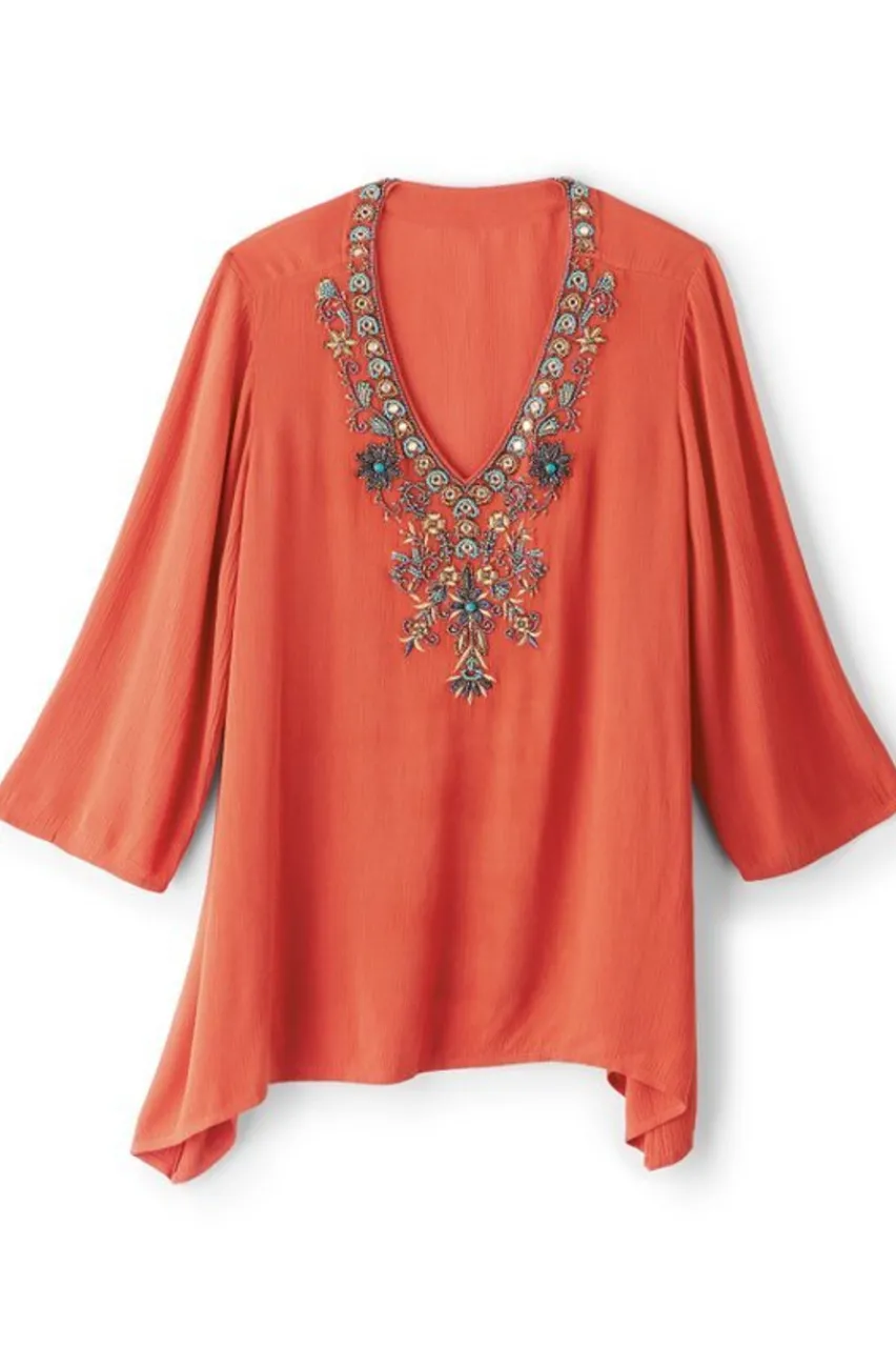 Soft Surroundings Paulina Gauze Pullover- Tops