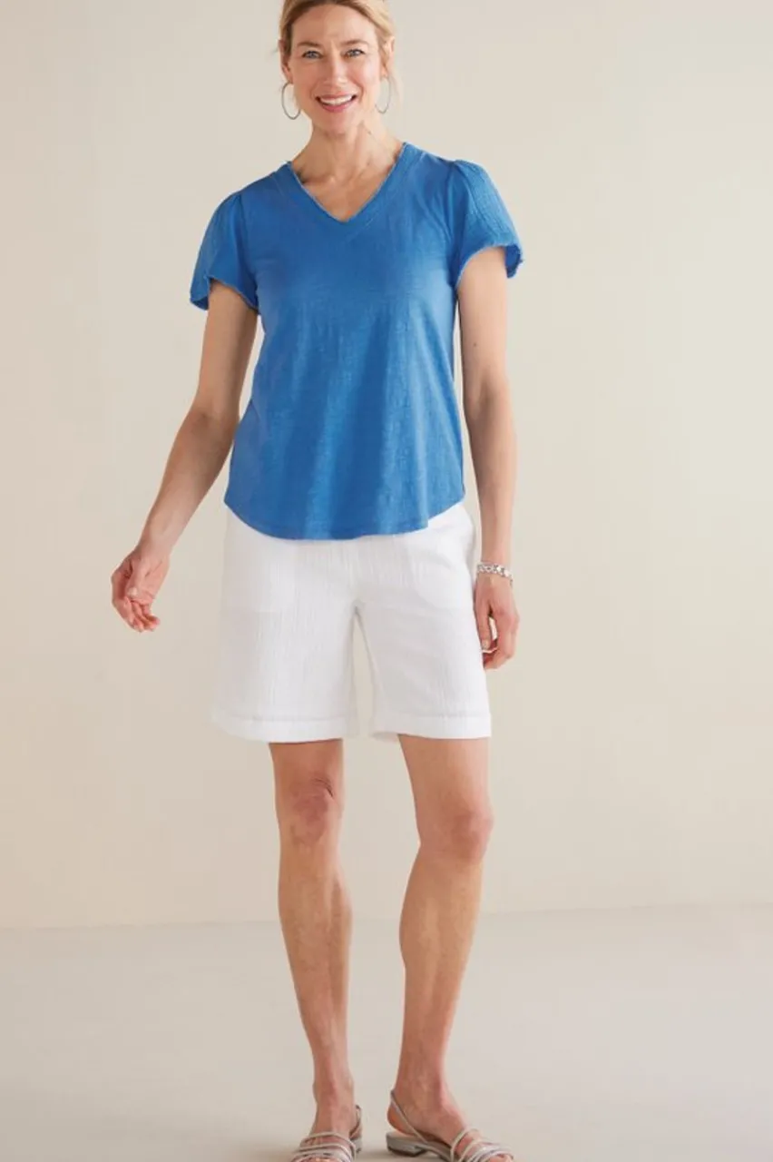 Soft Surroundings Philippa Gauze Sleeve Tee- Tops