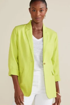 Soft Surroundings Portofino Linen Blend Boyfriend Blazer- Toppers|Dresses