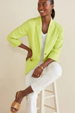 Soft Surroundings Portofino Linen Blend Boyfriend Blazer- Toppers|Dresses