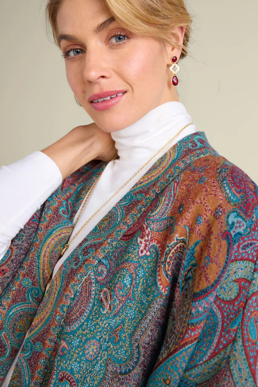Soft Surroundings Rhea Woven Kimono Wrap- Scarves & Wraps