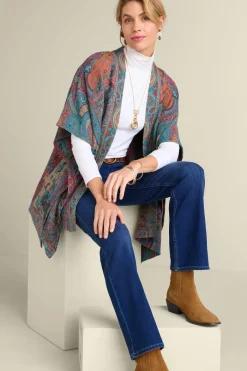 Soft Surroundings Rhea Woven Kimono Wrap- Scarves & Wraps