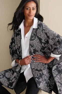 Soft Surroundings Rian Jacquard Ruana- Scarves & Wraps