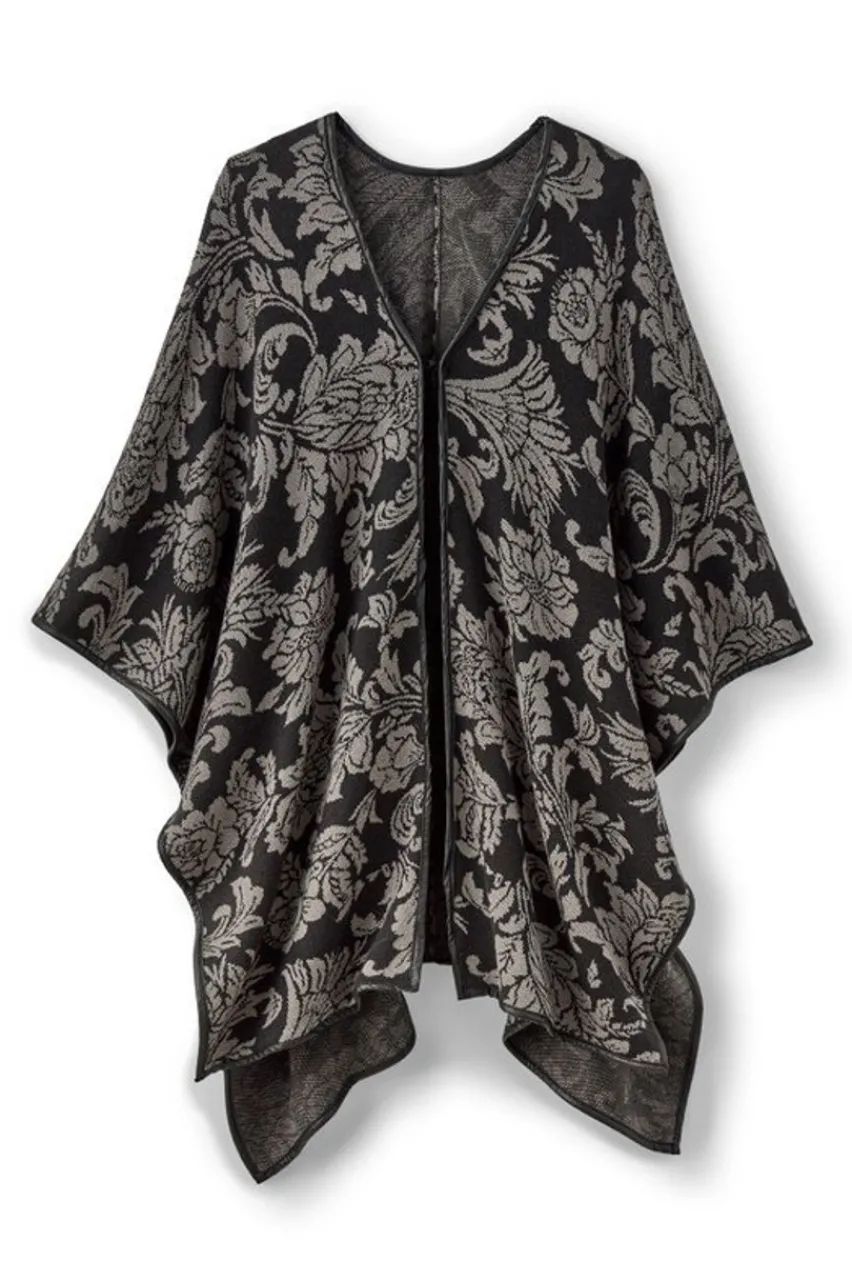 Soft Surroundings Rian Jacquard Ruana- Scarves & Wraps