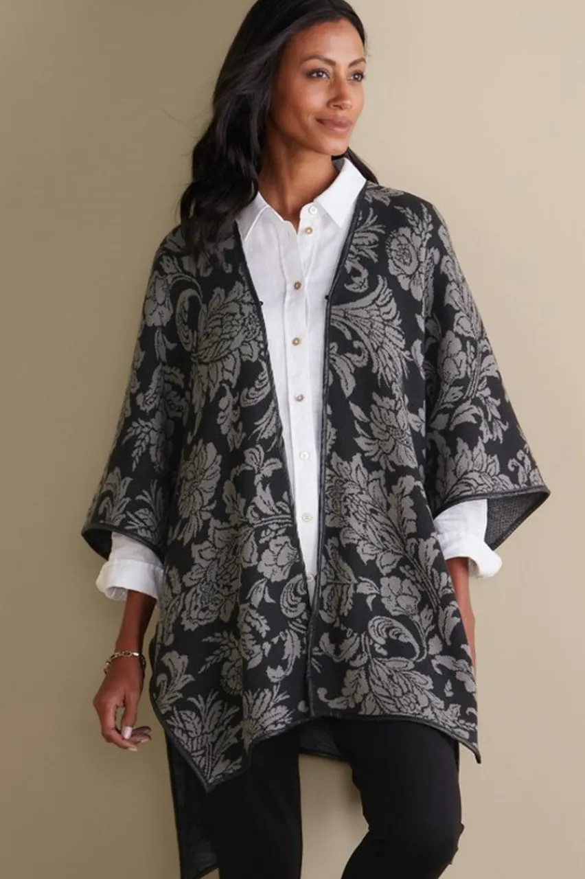 Soft Surroundings Rian Jacquard Ruana- Scarves & Wraps