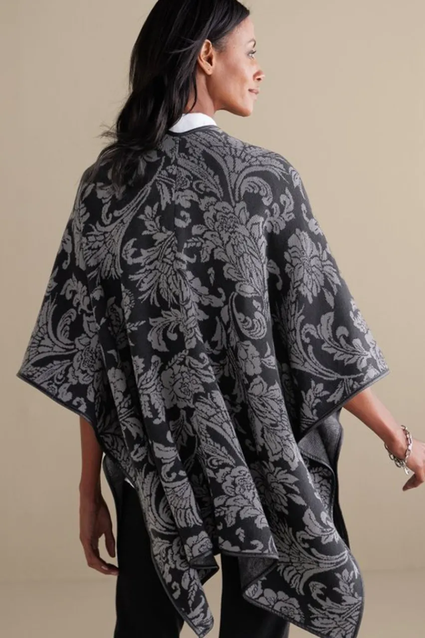 Soft Surroundings Rian Jacquard Ruana- Scarves & Wraps